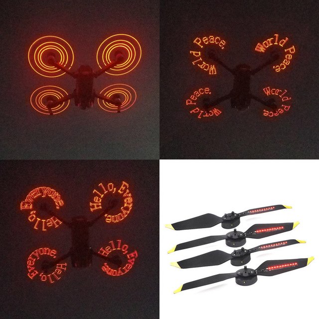 4 Hélices Flash LED Mots Phrases & Images Personnalisables avec Câble USB pour DJI Mavic Pro