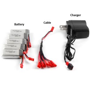 Pack 5 Batteries LiPo 3.7V 750mAh & Chargeur & Câble JST 2 pour 5 pour MJX X400 / X800 – PRISE US