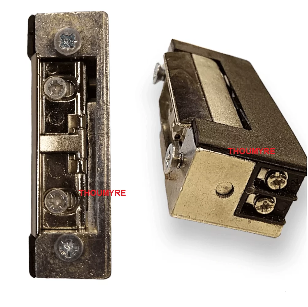 Gâche électrique DOM METALUX à larder CA 12V BE27820000 à têtière équerre