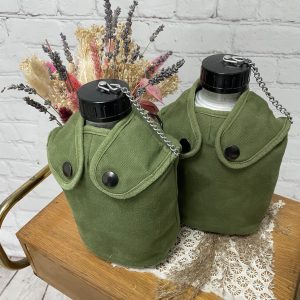 Duo gourdes métalliques armée française avec housse