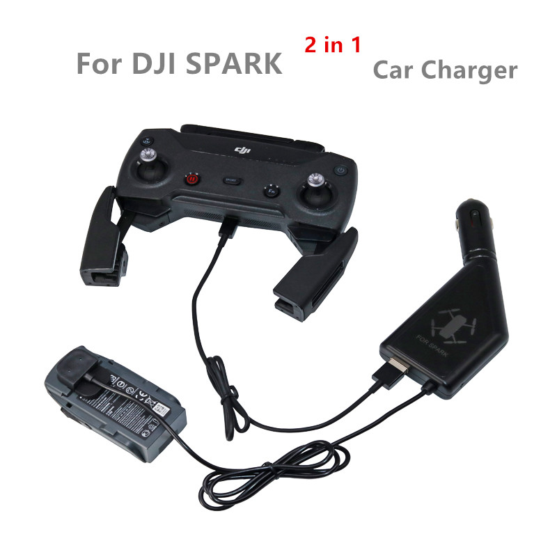 Double Chargeur de Voiture Allume Cigare pour Batterie et Télécommande pour DJI Spark