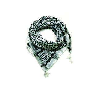 Keffieh palestinien AL BASSAM  noir et blanc -ARAFAT