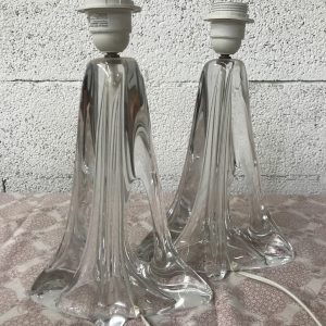 Duo de pieds de lampe Maison DAUM vintage