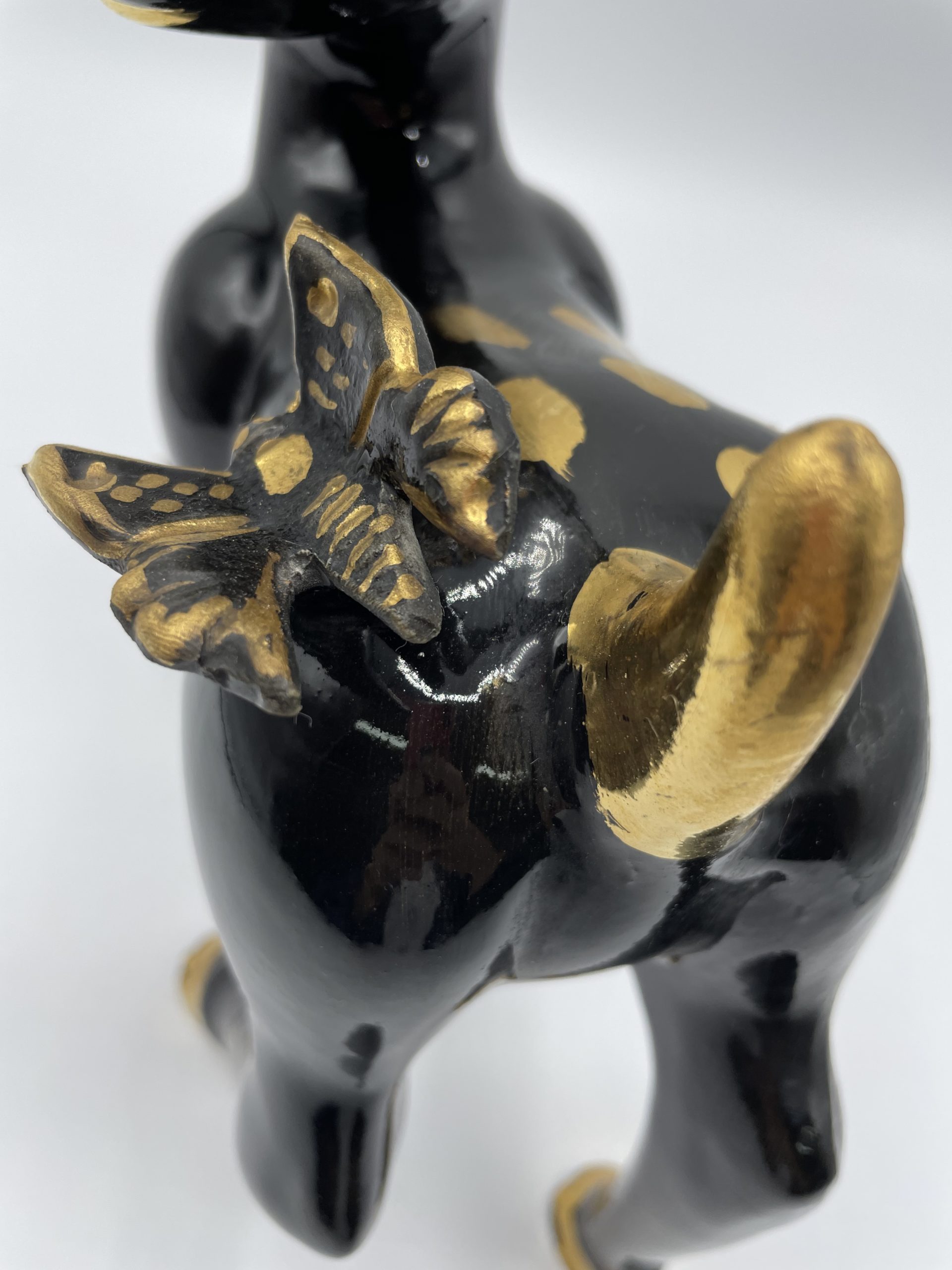 Statue faon biche faïence noir et or VALAURIS – Image 6